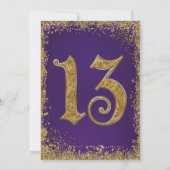 13 Partij bij de Paars & Gold Glitter Crown Sweet Kaart (Achterkant)