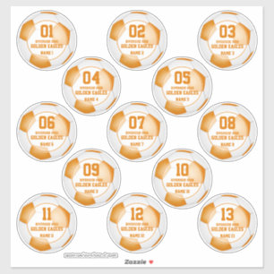 13 pc - set oranje wit team kleuren zijn voetbal sticker