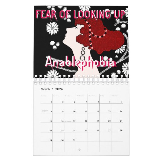 13 Phobias om het jaarrooster in te vullen Kalender (Mar 2026)