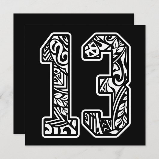13 Polynesiaans Tattoo nummer 13 Dark Pre Feestdagenkaart (Voorkant / Achterkant)