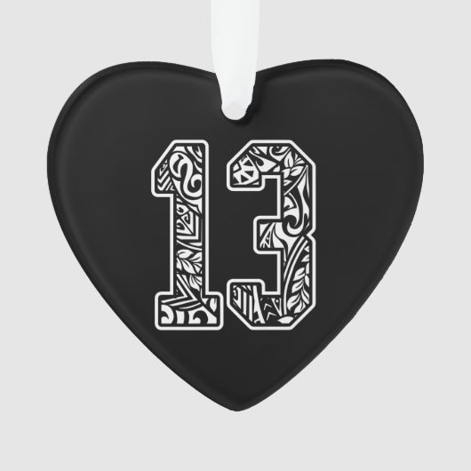 13 Polynesiaans Tattoo nummer 13 Dark Pre Ornament (voorkant)