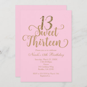 13 Roze en gouden feestdagen Kaart