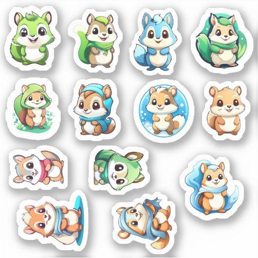 13 Schattige eekhoorns Sticker (Voorkant)