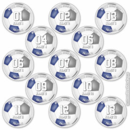 13 soccer players set of blue gray team colors sticker