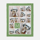 13 Square Photo Collage Monogram Green - groen Fleece Deken (Voorkant)