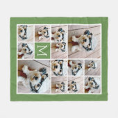 13 Square Photo Collage Monogram Green - groen Fleece Deken (Voorkant (Horizontaal))