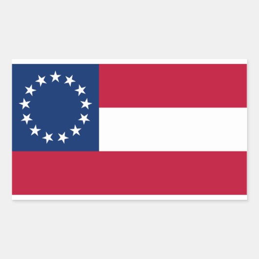 13 Star Confederate Flag Rechthoek Stickers (Voorkant)