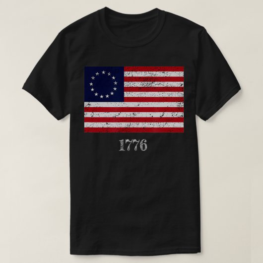 13 Star Flag Betsy Ross Design Distsed American T-shirt (Design voorkant)