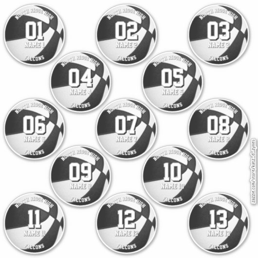 13 stickers for basketball players w team colors (Voorkant)