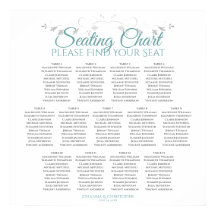 13 Tabel Blauwgroen op White Wedding Seating Chart