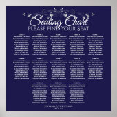 13 Tabel Elegant marineblauw bruiloft Poster (Voorkant)