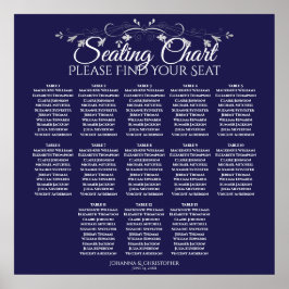 13 Tabel Elegant marineblauw bruiloft Poster
