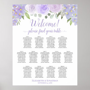 13 Tabel Lavender Floral Wedding Seating Chart Poster