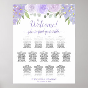 13 Tabel Lavender Floral Wedding Seating Chart Poster