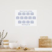 13 Tabel minimalistisch donkerblauw-stoeldiagram Poster (Keuken)