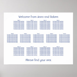 13 Tabel minimalistisch donkerblauw-stoeldiagram Poster