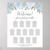 13 Tabel Stusty Blue Floral Wedding Seating Chart Poster (Voorkant)