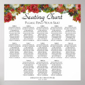 13 Tabel Victoriaans Rozen Wedding Seating Chart Poster (Voorkant)