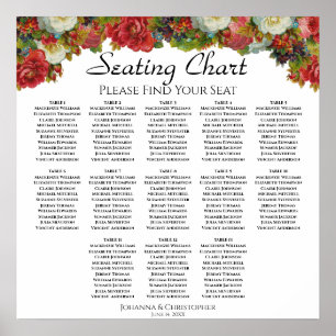 13 Tabel Victoriaans Rozen Wedding Seating Chart Poster