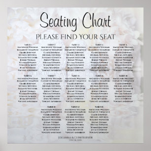 13 Tabel White Reflections Wedding Seating Chart Poster