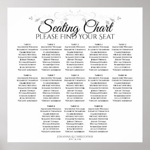 13 Tabel Zilveren Filigree Wedding Seating Chart Poster