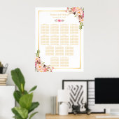 13 Tables Wedding Seating Chart Classy Chic Floral Poster (Thuiskantoor)