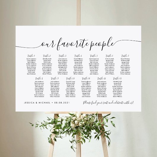 13 Tafel Elegant Onze Favoriete Mensen Zitplaatsin Poster