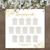 13 Tafel Gold Frills White Wedding Seating Chart Poster
