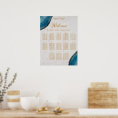 13 Tafel Marmeren Trouw Stoelenkaart Blauwe Geode Poster (Keuken)