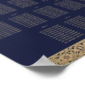13 Tafel Navy Blauwe Trouw Stoelen Chart Goud Roos Poster (Hoek)