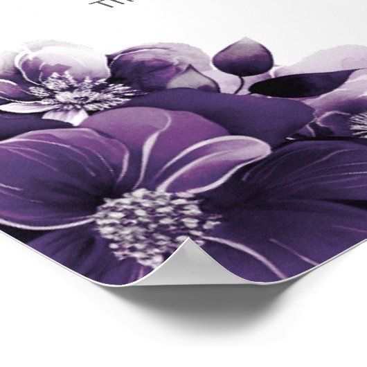 13 Tafel Paarse Bloemenbruiloft Zitkaarten Poster (Hoek)