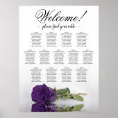 13 Tafel - Royal Paars Roos Wedding Seating Chart Poster (Voorkant)
