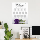 13 Tafel - Royal Paars Roos Wedding Seating Chart Poster (Thuiskantoor)