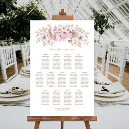 13 Tafel Roze Bloem Bruiloftstoelindeling Poster