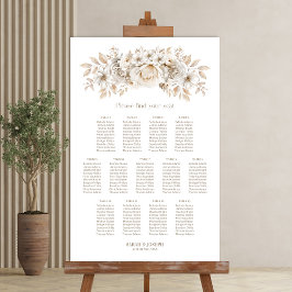 13 Tafel Wit Bloemen Bruiloft Zitkaarten Poster