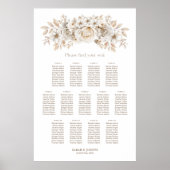 13 Tafel Wit Bloemen Bruiloft Zitkaarten Poster (Voorkant)
