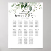 13 Tafels Groen Elegant Bruiloft Zittafel Grafiek Poster (Voorkant)