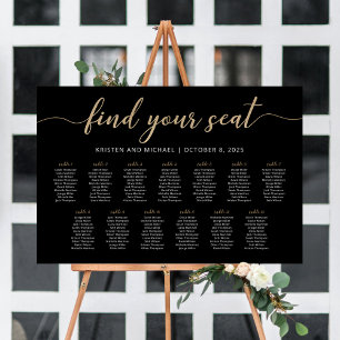 13 Tafels Vind uw Seat Black Zitkaarten Plan Poster