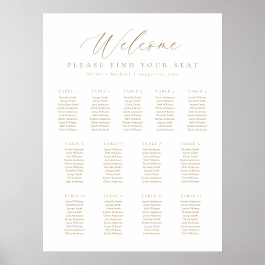 13 Tafels Welkom Zitplaatskaart Poster (Voorkant)