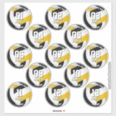 13 team athletes black gold volleyball club colors sticker (Vel)