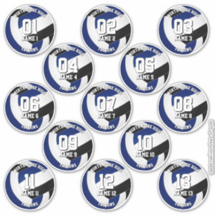 13 team atleten zwart blauwe volleybal club kleure sticker