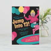 13 trampoline meisje 13e verjaardag kaart (Staand voorkant)