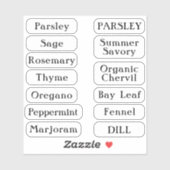 13 Transparante Herb-namen bewerken voor spice Jar Sticker (Vel)