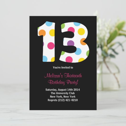 13 uitnodiging van de partij van Birthday (Staand voorkant)