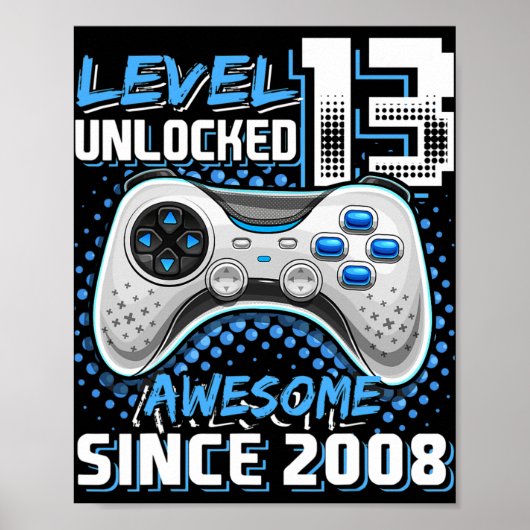 13 Unlocked Geweldige 2008 Videospel 13e Verjaarda Poster (Voorkant)