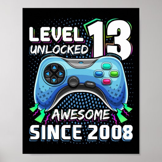 13 Unlocked Geweldige 2008 Videospel 13e Verjaarda Poster (Voorkant)