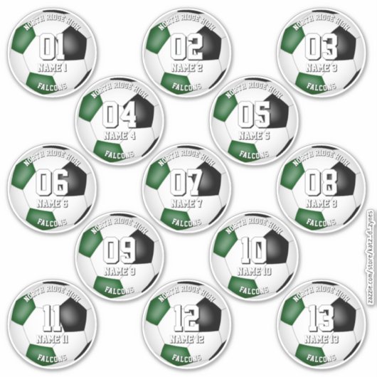 13 Voetballers Groene Team kleuren Sticker (Voorkant)
