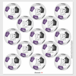 13 voetballers paarse teamkleuren sticker