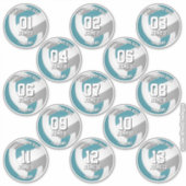 13 volleyballers blauwgroen grijs team kleuren sticker (Voorkant)