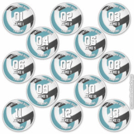 13 volleyballers blauwgroen zwarte teamkleuren sticker